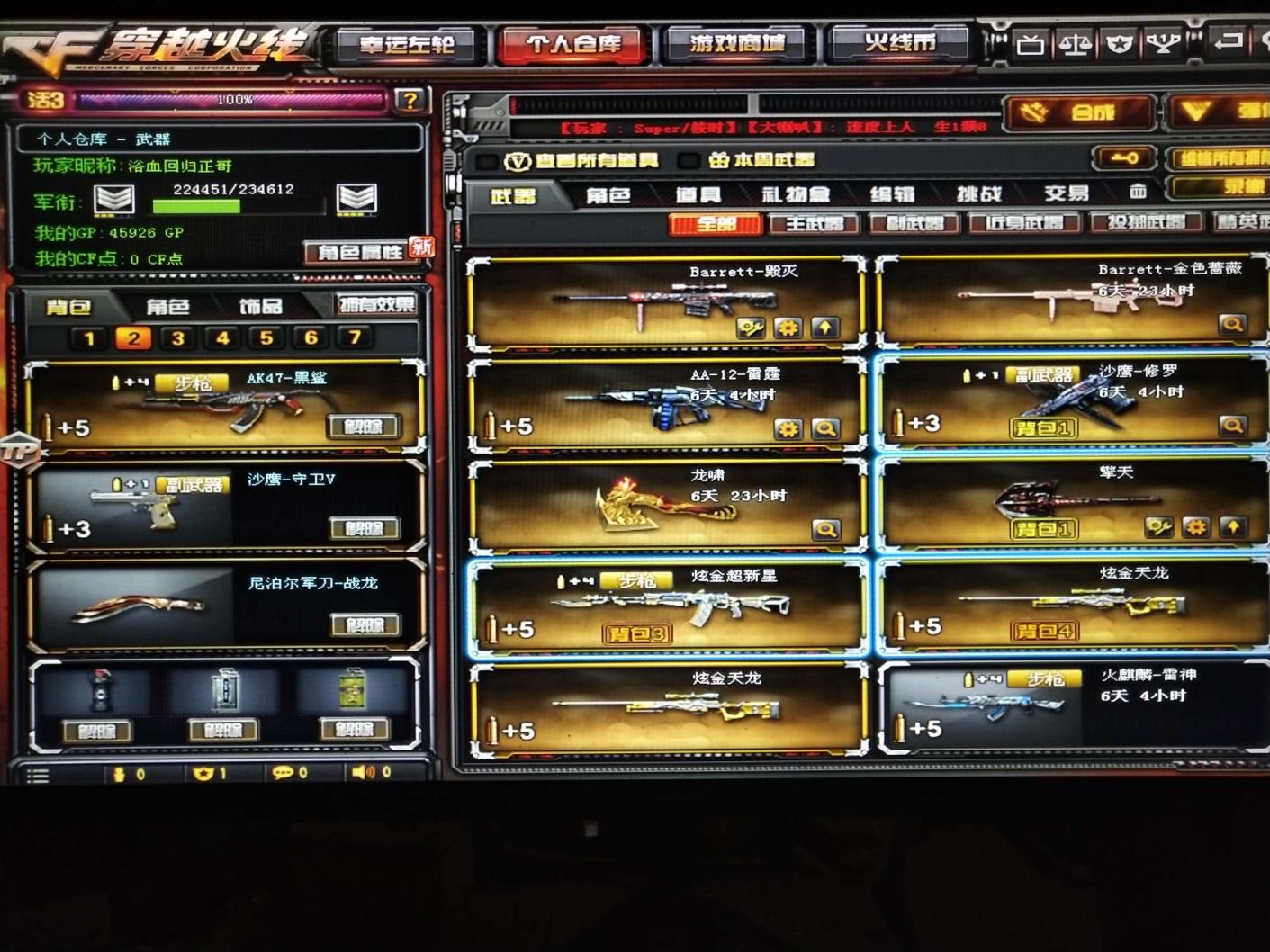 龙腾网络租号平台【日夜租号】M4A1龙血AK47黑鲨炫金天龙x2炫金超新星Barrett毁灭x4擎天EVO三赤血龙魂