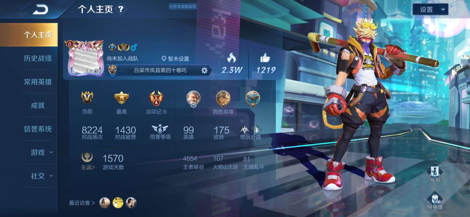 王者荣耀陪玩租号 175皮 3典藏2星元 全息碎影 粉武则天 杀手不太