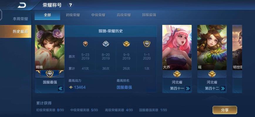 杀戮之王租号 历史国服最强嫦娥 本赛季已经王者 妹子专用号