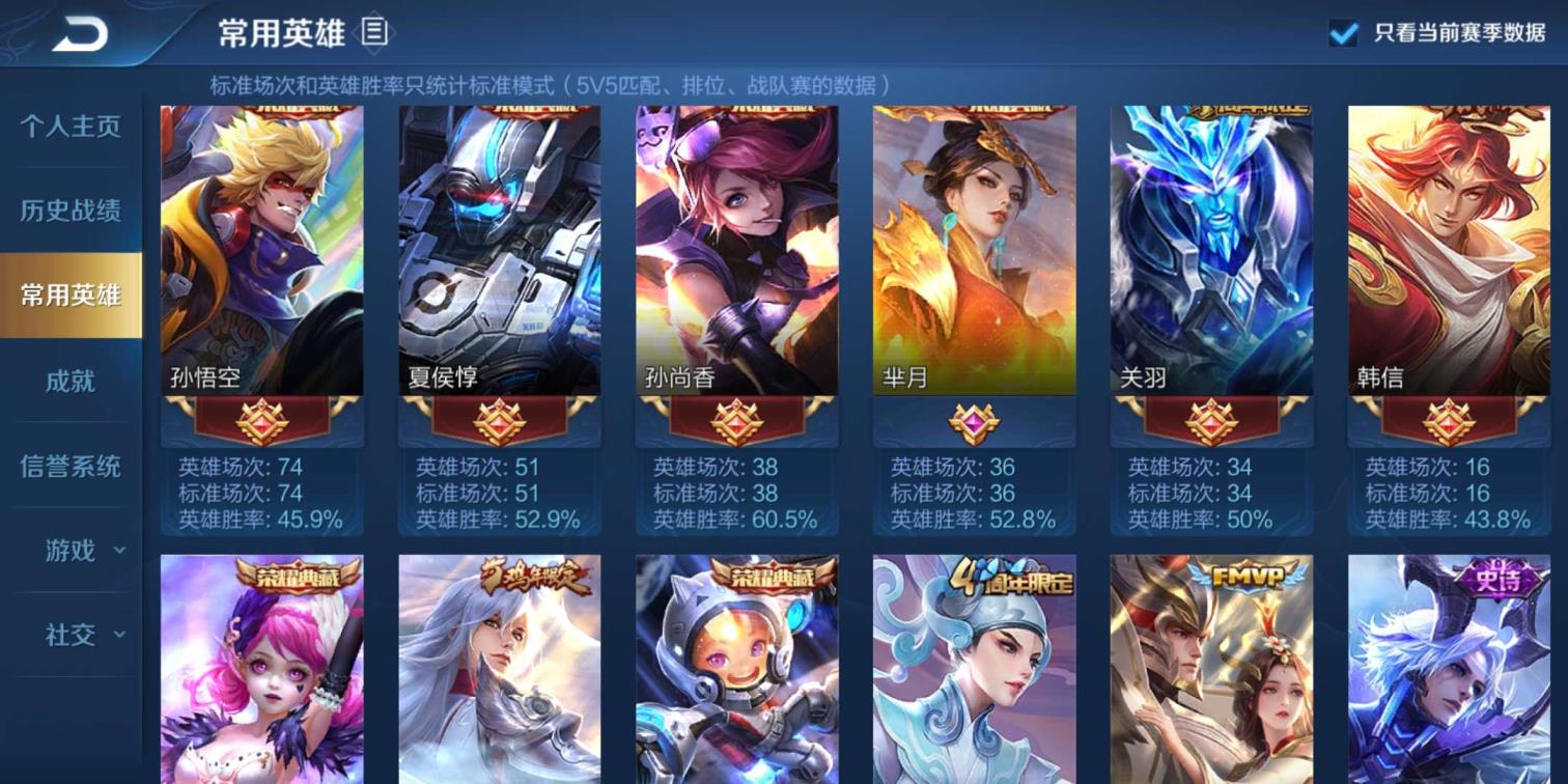 繁星来了租号 贵8⃣️ 女神号 7⃣️荣耀水晶 看图不亏  英雄